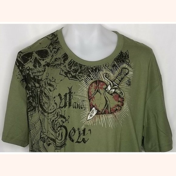 Marc Ecko Cut & Sew Mens Green Graphic T-Shirt Size 3XL - Picture 5 of 5